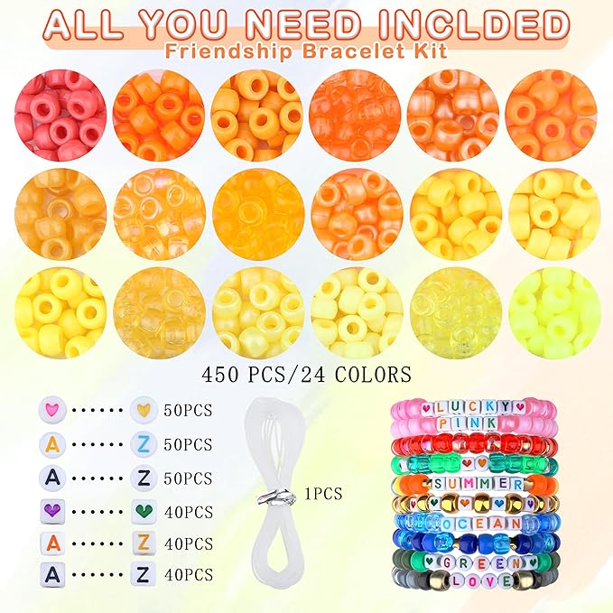Yellow Pony Beads 18 Colors Pony Beads for Bracelet Making Friendship Bracelet Making Kit DIY Craft Kandi Kit 720Pcs