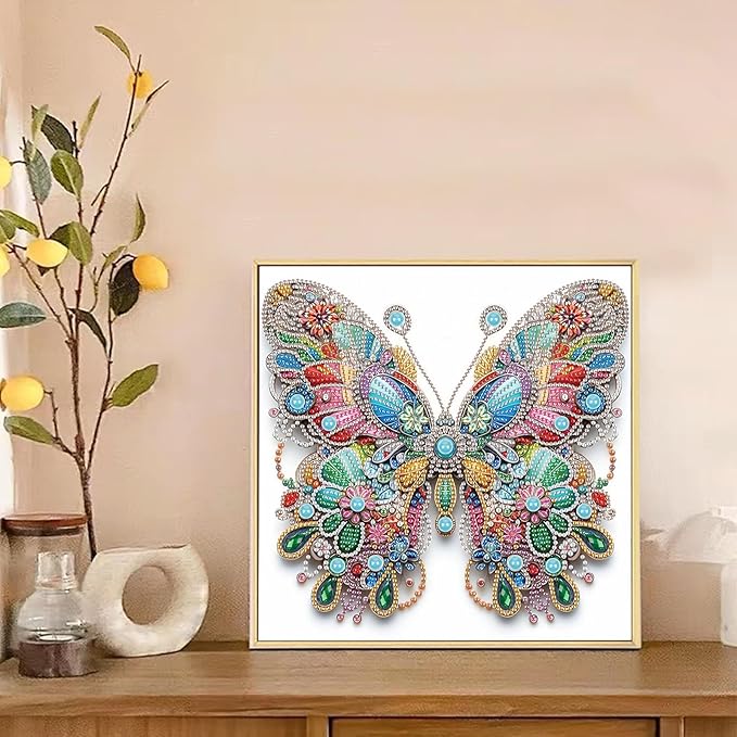 LazyFold Diamond Art Painting Kits for Adults, DIY Butterfly 5D Special Shape Diamond Art Kits, Crystal Rhinestones Diamond Gem Art Painting for Home Wall Decoration 12×12inch