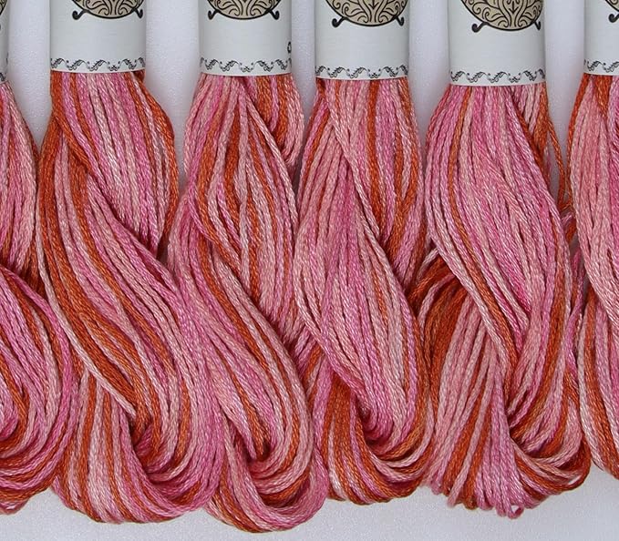 KCS Big skeins of 25 Meters Size 25 Color Variegated Cross Stitch Stranded Threads,6 skeins,4190