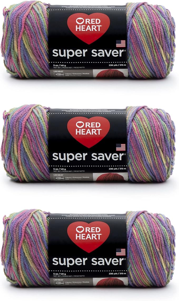 Red Heart Super Saver Yarn, 3 Pack, Artist Print 3 Count