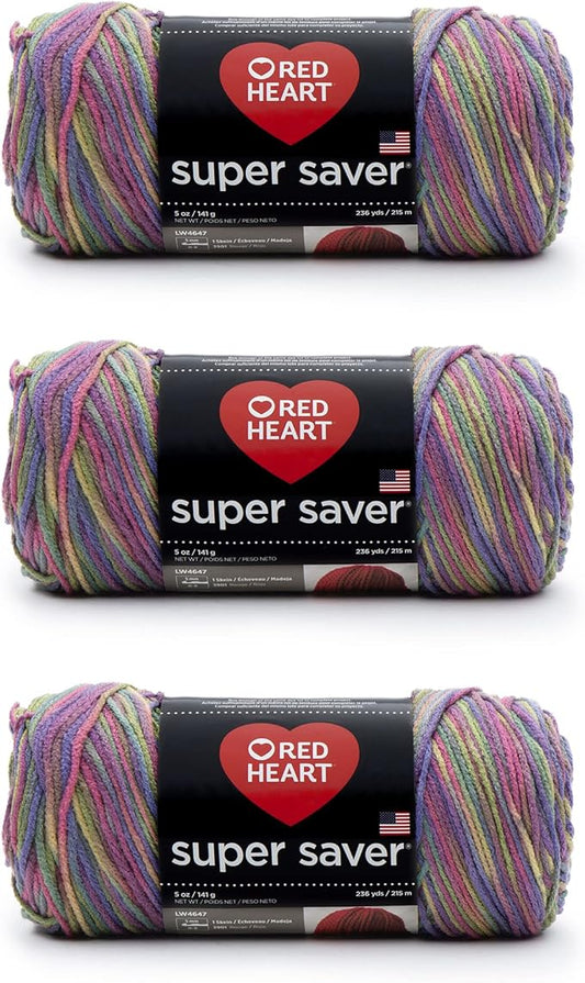 Red Heart Super Saver Yarn, 3 Pack, Artist Print 3 Count