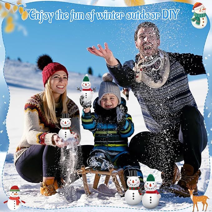 Guiqulai 520 PCS Snowman Craft Kit Snowman Hats for Crafts Christmas Carrot Noses Buttons Mini Black Magician Hats Knit Scarves Trigeminal Hand for Winter Christmas Supplies Decor, Excluding Snowmen