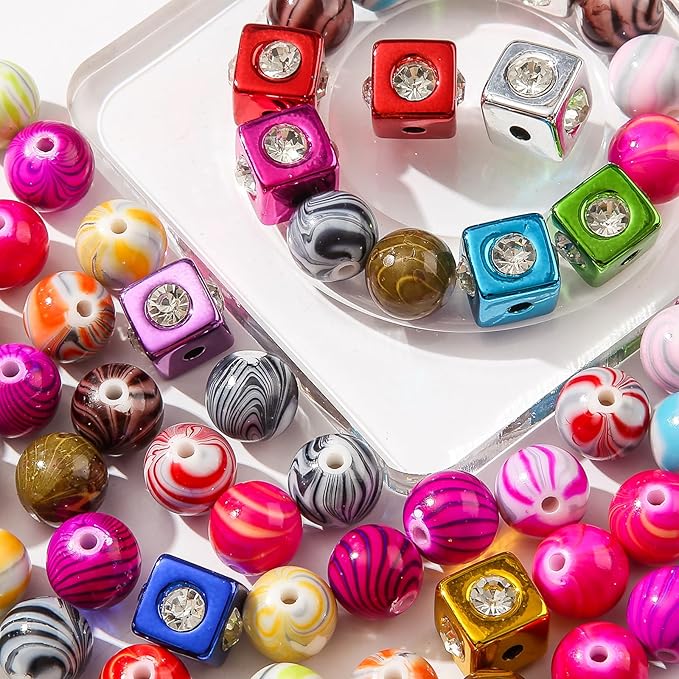16mm Acrylic Beads,Chunk Bubblegum Beads,Beads for Pens,Cube Shine Beads,60pcs Jumbo Plastic Beads for Necklace Jewelry Bracelets DIY Crafts Making (Color line)