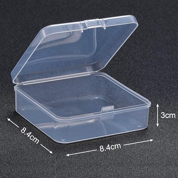 SATINIOR 12 Pack Bead Organizer Box Small Clear Plastic Beads Storage Containers Box with Hinged Lid for Bracelet Making DIY Jewelry Craft Nail (3.3 x 3.3 x 1.2 Inch)