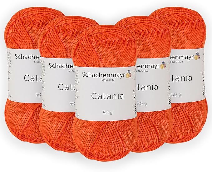 5 Skein/Pack Schachenmayr (SMC) Catania Originals Yarn, Each Ball 1.76 Oz (50gr) / 136 Yards (125 m), 100% Mercerized Cotton for Knitting and Crochet Yarn, Sport Weight, 189 - Jaffa