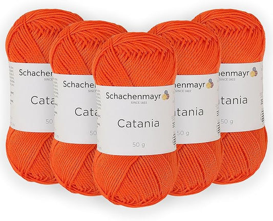 5 Skein/Pack Schachenmayr (SMC) Catania Originals Yarn, Each Ball 1.76 Oz (50gr) / 136 Yards (125 m), 100% Mercerized Cotton for Knitting and Crochet Yarn, Sport Weight, 189 - Jaffa