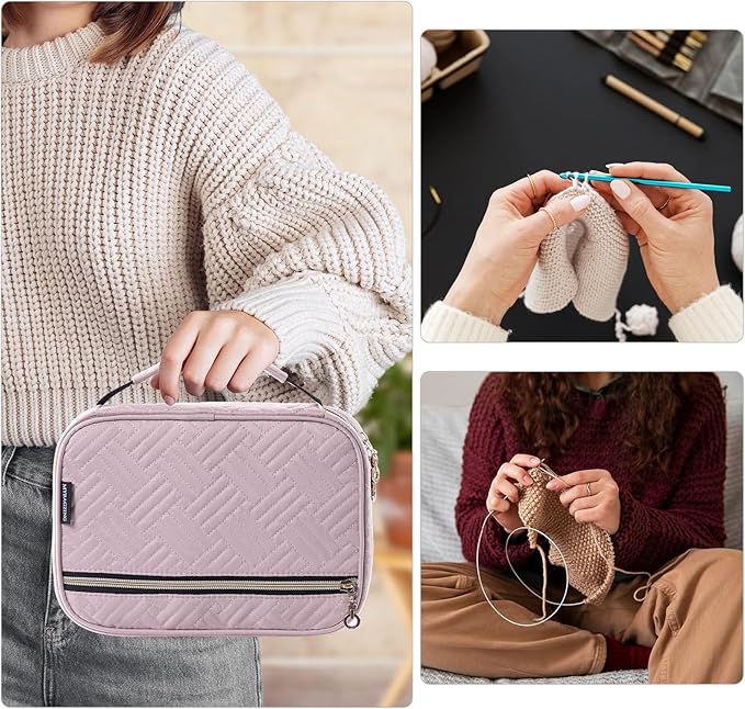 Crochet Hook Case Empty - Quilted Crochet Organizer Case- Crochet Hook Holder for Circular Knitting Needles, Crochet Hooks (up to 8") Knitting & Crochet Supplies - Knitting Accessories