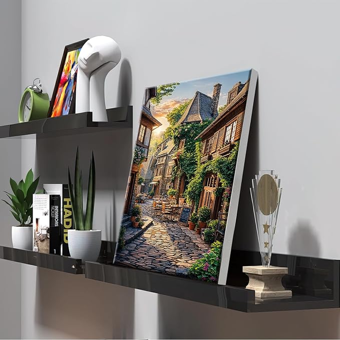 ATDMS Paint by Numbers Kit for Adults with Frame City Street Scene Paint by Number with Easel City View Adult Paint by Number Kits on Canvas Framed Paint by Numbers for Home Wall Decor 8x12 Inch