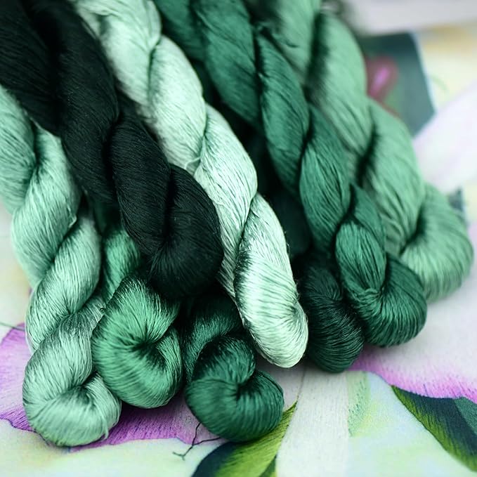 Natural 100% Silk Thread, Handmade Embroidery Thread Silk Floss 9 Colors 110m Each (34)