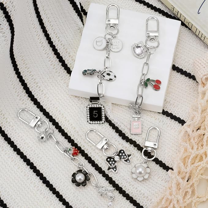 Hzopcw 20pcs Silver Keychain Making Kit, Key Ring Swivel Snap Hook Chains, Alloy Extender Keychain Bag Charm Kits for DIY Crafts Jewelry Making Handbag Purses- A Style