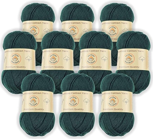 10-Pack of Yonkey Monkey 500 Grams Weight Yarn - 70% Rayon derived from Bamboo, 30% Cotton - Imported - Army Green 9059