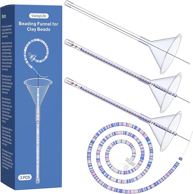 VansyLife Beading Funnel for Clay Beads, 3 PCS Clay Bead Necklace and Bracelet Making Kits, Easily Control The Color, Sequence, and Quantity of Stringing Clay Beads