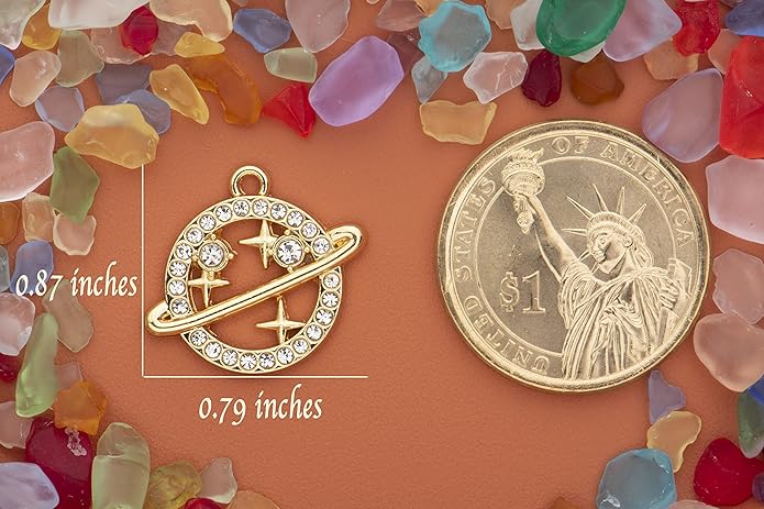 Pack of 20 Rhinestone Charms Gold Plated Pendants Pave Crystal Accessories for Necklace Bracelet Jewelry Making DIY Crafting