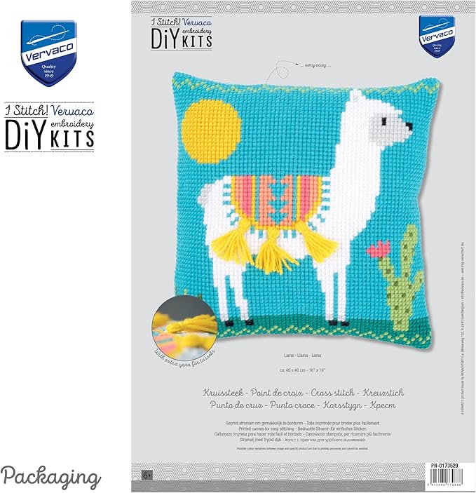 Vervaco Cross Stitch Cushion Kit Llama PN-0173529