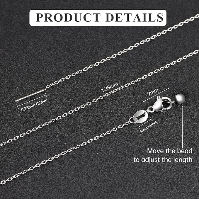 GTVOODX 10pcs Silver Adjustable Necklace Chain Stainless Steel Link Cable Chain Bulk with Needle Threader Lobster Clasps for Jewelry Making