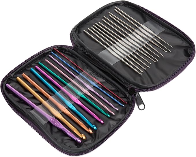 22Pcs Crochet Hooks Set, BetyBedy Aluminum Handle Knitting Needles, Multicolor Crochet Needles for Yarn Craft, 0.6~6.5mm
