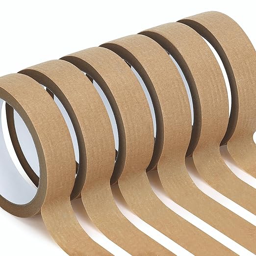 HongWay Masking Tape 1 Inch, 6 Rolls x 22yd (132yds in Total) Painters Tapes for Painting Labeling Arts Crafts, Easy Removal, No Residue (0.94in Brown)