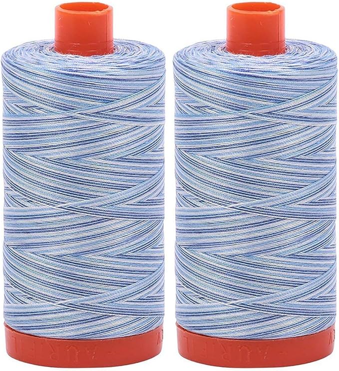 2-Pack - Aurifil 50WT - Storm at Sea (4655) Variegated - Mako Cotton Thread - 1422 Yards Each