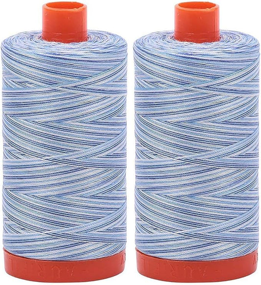 2-Pack - Aurifil 50WT - Storm at Sea (4655) Variegated - Mako Cotton Thread - 1422 Yards Each