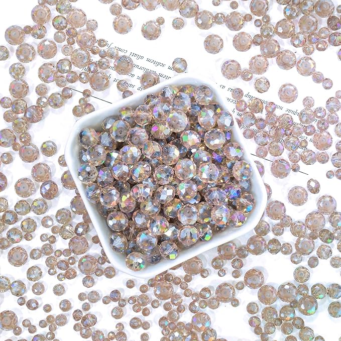 laopottbeads 220pcs 10mm crystal glass beads for jewelry making beads for bracelets necklace pendants making supplies(silver champagner)