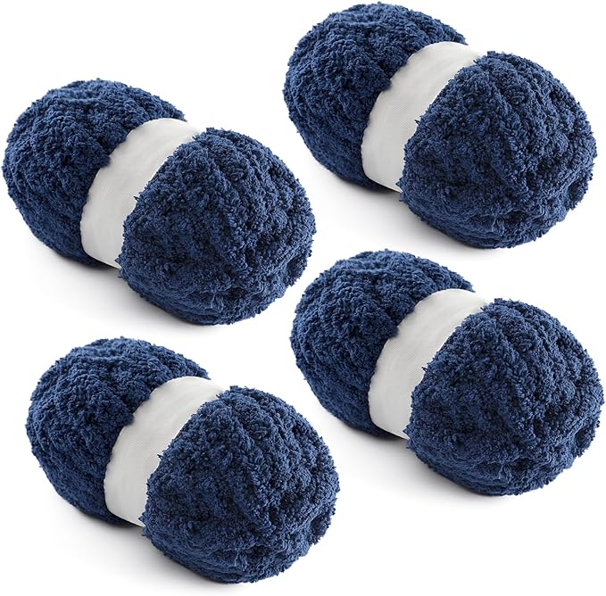 4 Pack Chunky Yarn for Hand Knitting - Tibetan Blue, Polyester, 28.4 yds/7.7 oz Each Skein