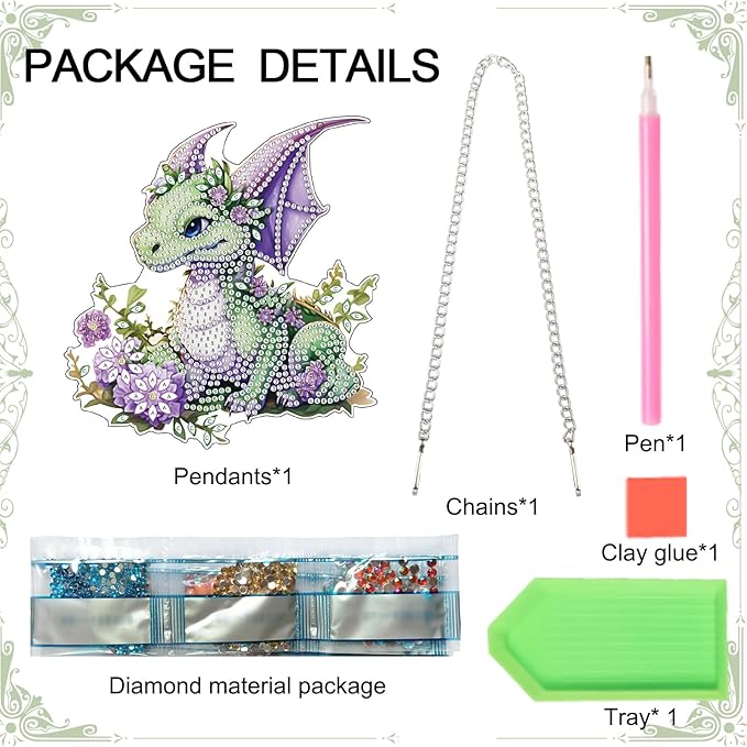 AiYuanzsh Green Dragon Diamond Painting Hanging Pendant Kit Animal Special Shaped Diamond Dots Art Acrylic Ornaments Diamond Painting Pendant for Adults Home Wall Window Decor Gift