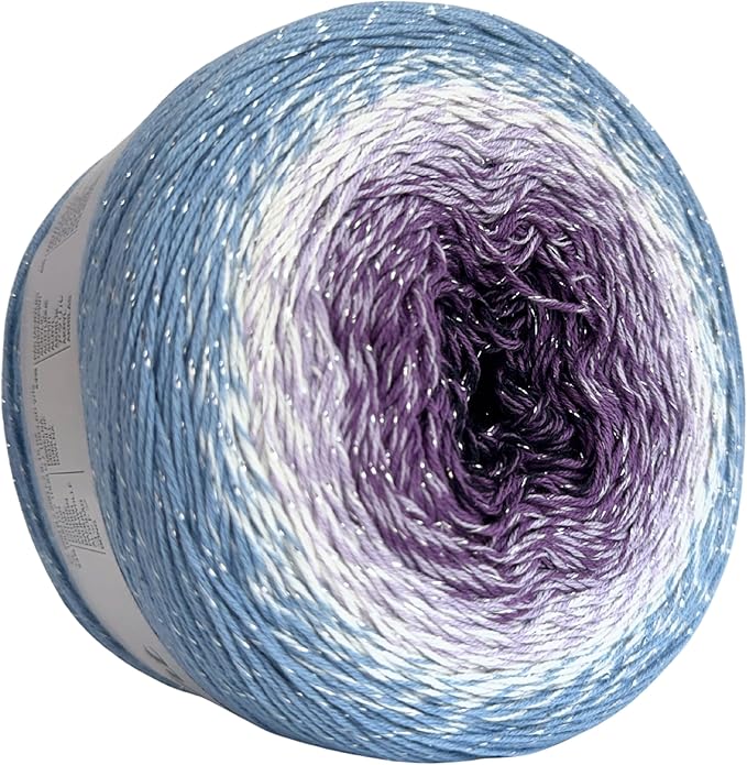 YarnArt Flowers Moonlight – Gradient Cotton Acrylic Yarn with Metallic Lurex, 9.17oz (250g), 1093 Yards – Shiny, Multicolor Cake Yarn for Crochet, Knitting, Shawls & DIY Projects (3264)