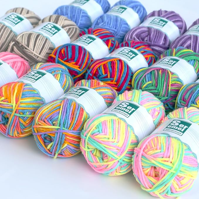 2 Packs (2*48g/2*142 Yards) Crochet/Knitting Rainbow Acrylic Yarn - Soft, Multicolor Variegated Yarn for Beginners' Crochet Projects and Blankets