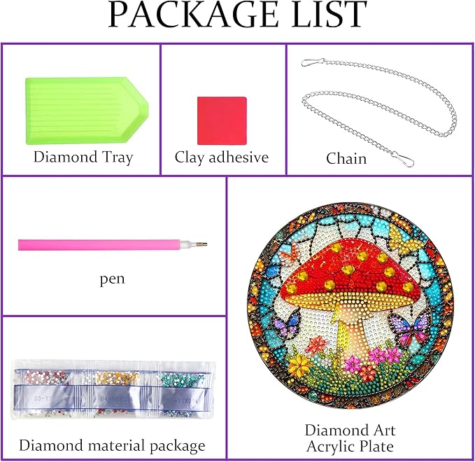 Pavemlo Hanging Diamond Art Kits for Adults Mushroom – 8x8 Inch Double-Sided Acrylic Board DIY Crystal Diamond Suncatcher Pendant, Sparkling Home Wall or Window Decoration Handmade Gift