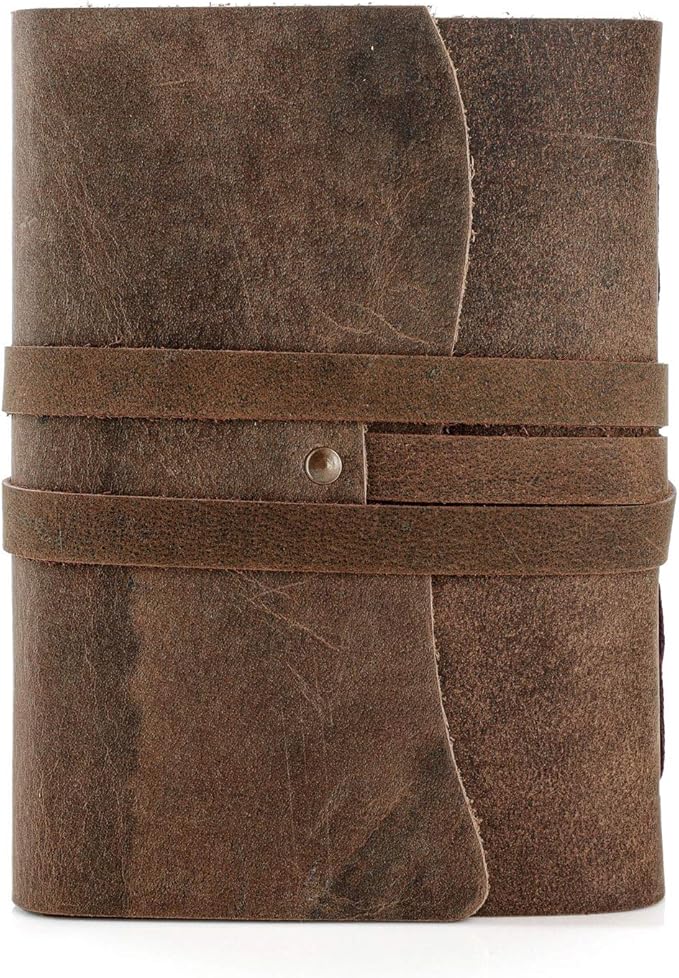 KomalC Handmade Leather Journal | Writing Diary | Bound Daily Notepad For Men & Women Unlined Paper Medium, writing pad gift for artist, sketch