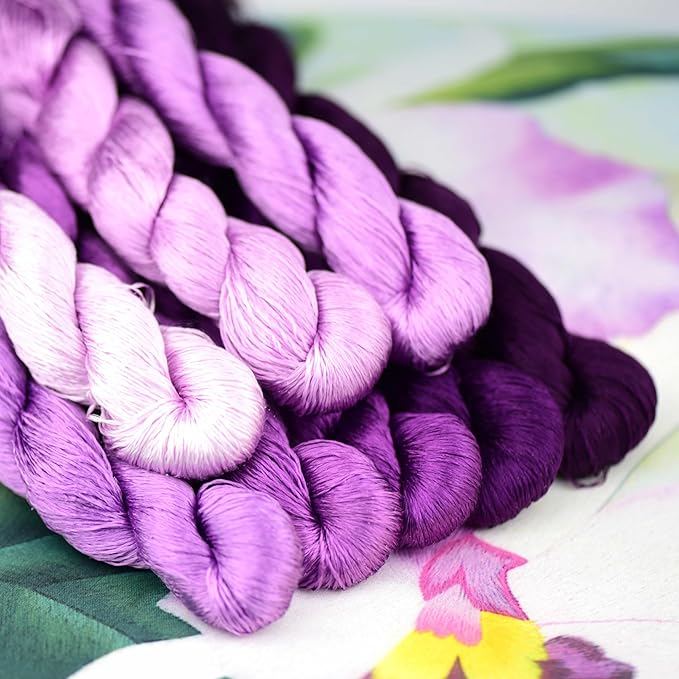 Natural 100% Silk Thread, Handmade Embroidery Thread Silk Floss 8 Colors 110m Each (28)
