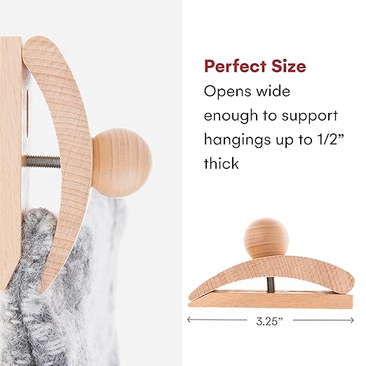 Classy Clamps Wooden Quilt Wall Hangers - 2 Large Clips (Light) and Screws for Tapestry and Wall Hangings - Quilt Rack