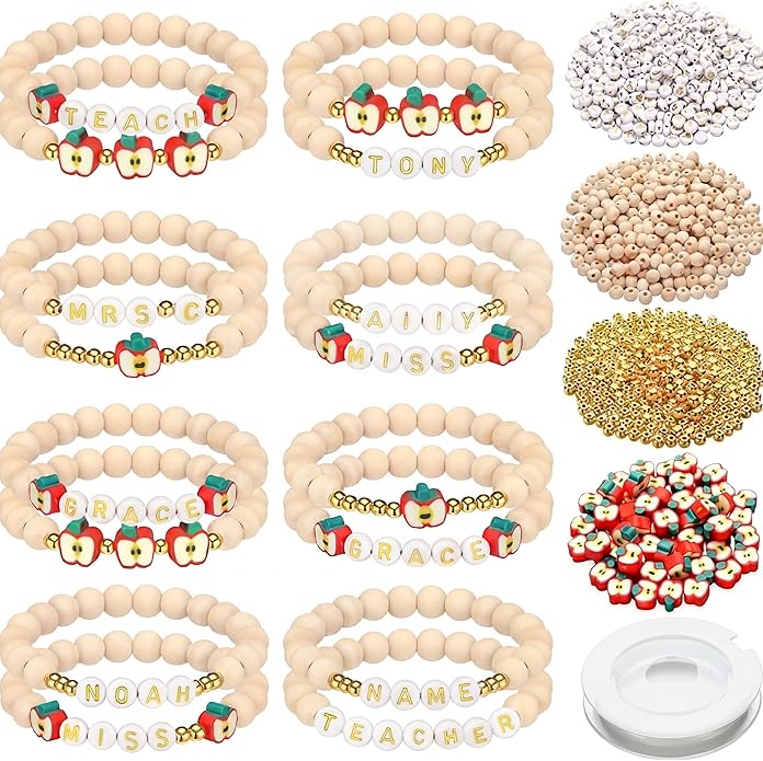 Teacher Appreciation Gift DIY Bracelet Making Kit Teacher Gifts Boho Style Bracelet Beaded Bulk Stretch Jewelry for Thank You Women Friend Party Birthday