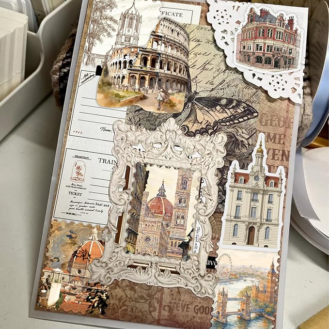 100Pcs World Travel Architecture Stickers - Thick Durable Vinyl for Suitcase, Laptop, Water Bottle, Journal | Unique Travel Souvenirs for Travelers, Women | Ideal Birthday/Christmas Gift