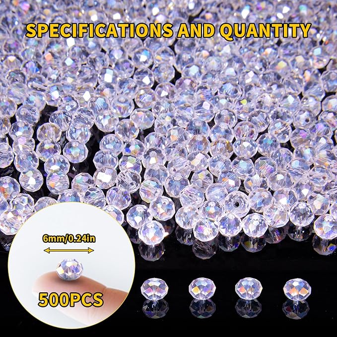 laopottbeads 500pcs 6mm crystal glass beads for jewelry making beads for bracelets necklace pendants making supplies(light purple)