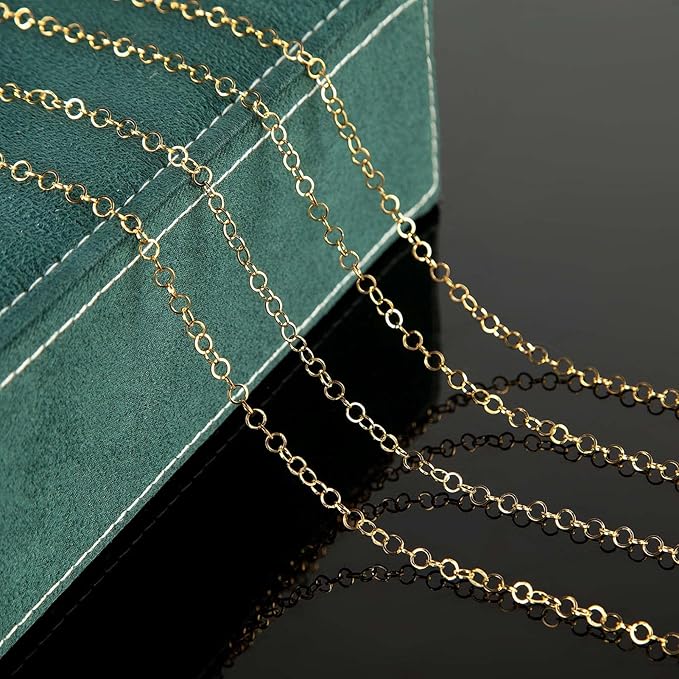 KYUNHOO 16.4 Feet Gold Plated Stainless Steel Jewelry Making Chains 4mm Circle Link Chain Bulk for Women Bracelet Necklace DIY Crafts Jewelry Supplies with Jump Rings and Lobster Clasps