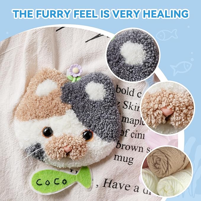 MOREJMTT Punch Needle Kit for Beginners Adults Easy Punch Needle Embroidery Kit,Including Printed Patterns, Needles, Easy to Follow Instructions and Videos(The World of Cats)