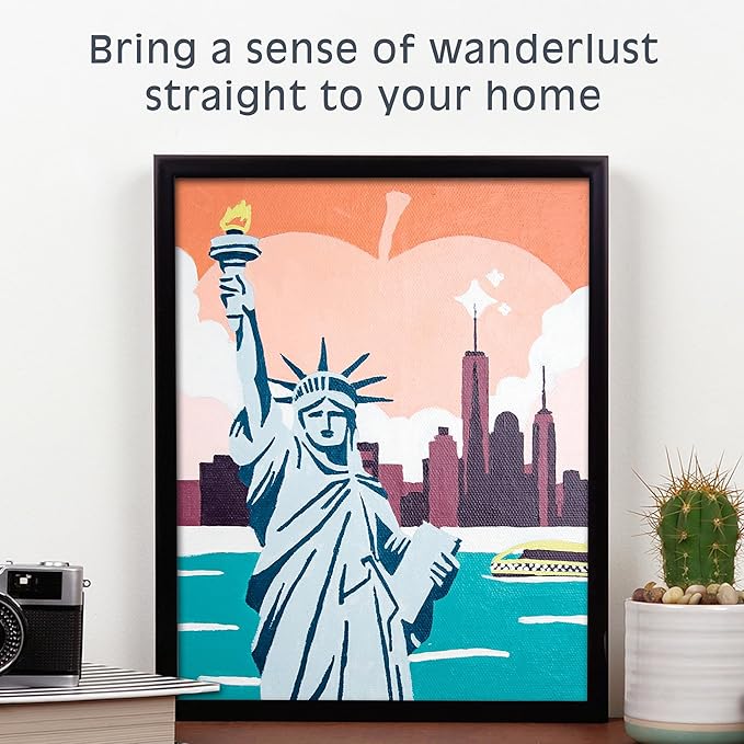 Pink Picasso Kits Colorful Destinations Paint by Number for Adults and Teens | DIY Unique Canvas Painting Kits Color by Numbers Arts & Crafts Kit | New York State of Mind 8x10 - Paint Kit Set
