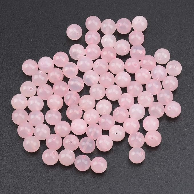 LPBeads 80Pcs Polished 10mm Round Natural Rose Quartz Gemstone Loose Beads with Stretch Cord for Jewelry Making Bracelets