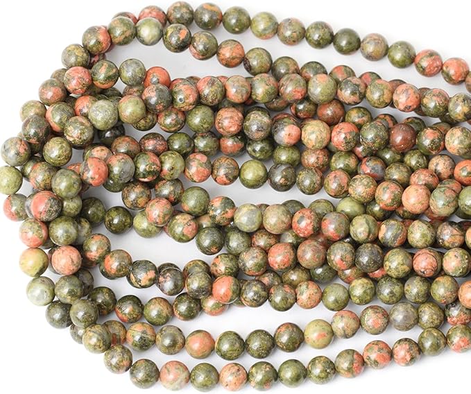 cheavian 45pcs 8mm natural unakite gemstone round loose beads for jewelry making diy handmade 1 strand 15"
