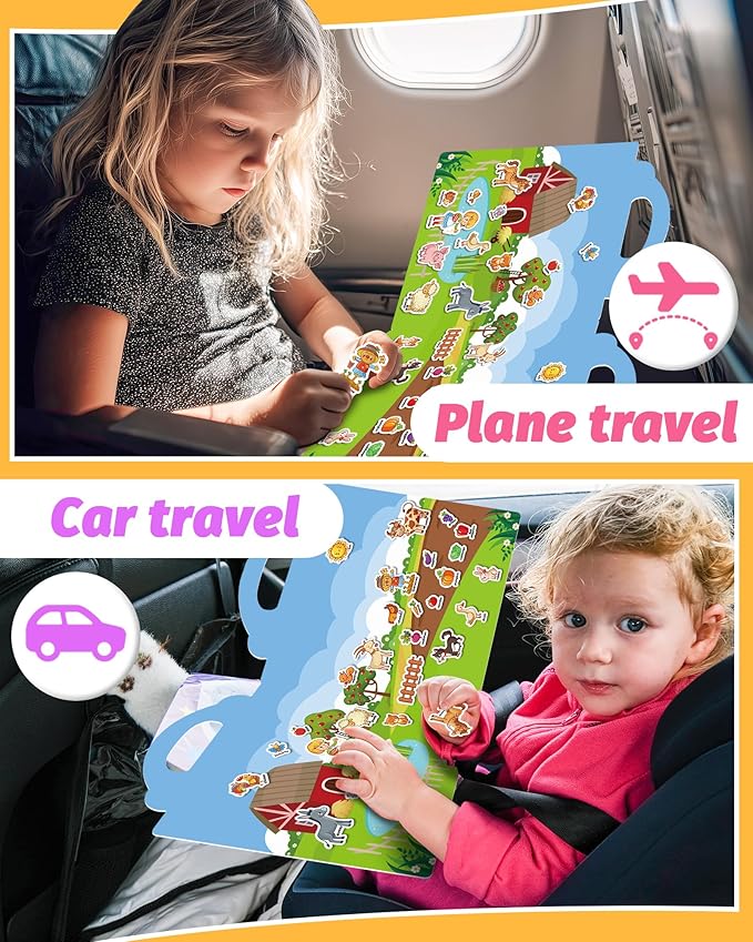 walenced reusable sticker book for toddlers, stickers for kids, toddler craft activities, toddler travel toys ages 3 and up boy girl birthday gifts