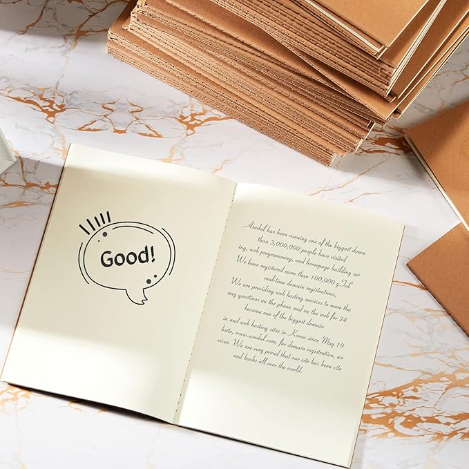 mimorou 100 pcs journals notebooks bulk - kraft softcover a5 small notebooks 5.5 inch x 8.3 inch notepads with 60 page 30 sheet for writing sketch travel office supplies(brown,unlined)