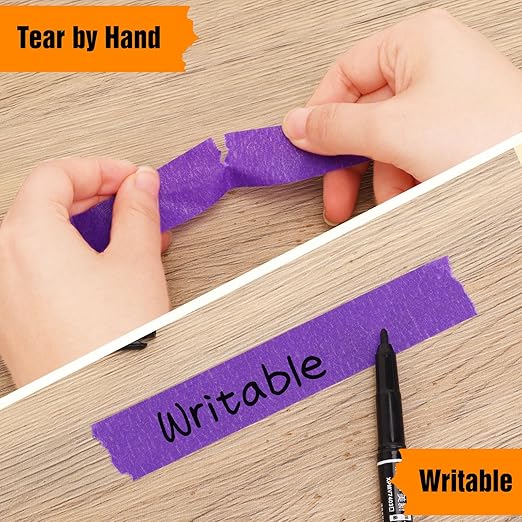 HongWay Masking Tape 1 Inch, 6 Rolls x 22yd (132yds in Total) Painters Tapes for Painting Labeling Arts Crafts, Easy Removal, No Residue (0.94in Purple)