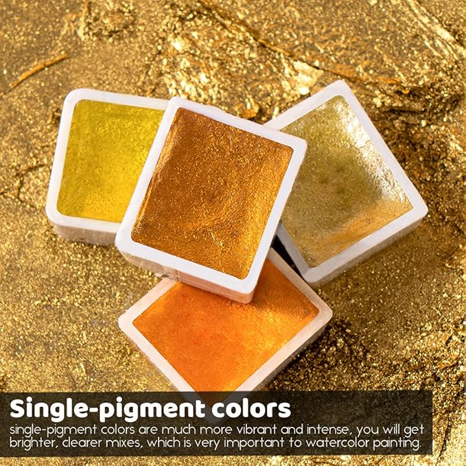 Paul Rubens Artist Watercolor Paints-Metallic Glitter Solid Colors-Pink Portable Metal Case with Palette-24 Color Set Sparkle Watercolor