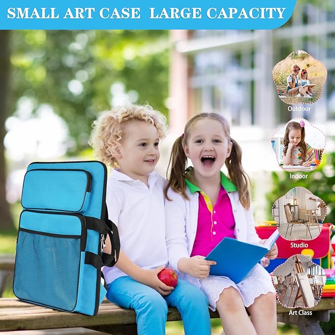 Art Portfolio Kids Artwork,Art Bag15 X 18 For Child Artwork 8K Organizer,A3 portfolio Case For Carrying Artwork With Tote And Backpack (Black)