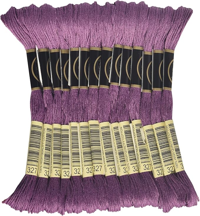 LE PAON Embroidery Floss, 14-Pack Six Strands 100% Long Staple Cotton Embroidery Thread, 8.7-Yard，Color Number：327, Dark Violet