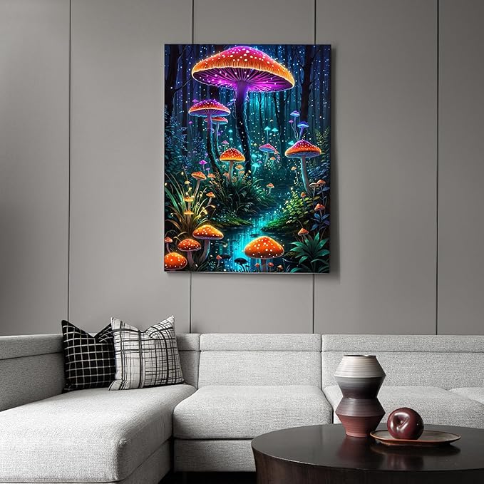 Mushroom Diamond Art Kits for Adults, Forest Diamond Painting Kit for Adults Beginners, 5D DIY Diamond Painting with Round Gem Art Kits for Home Wall Decor 12x16 Inch