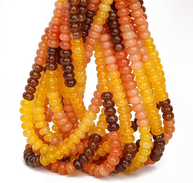 2 Strands (150PCs) Yellow Shade Jade Rondelle Beads, 5 * 8mm Gemstone Loose Spacer Abacus Disk Beads for DIY Bracelet Necklace Earrings Jewelry Making, Craft Supplies Beading Kit
