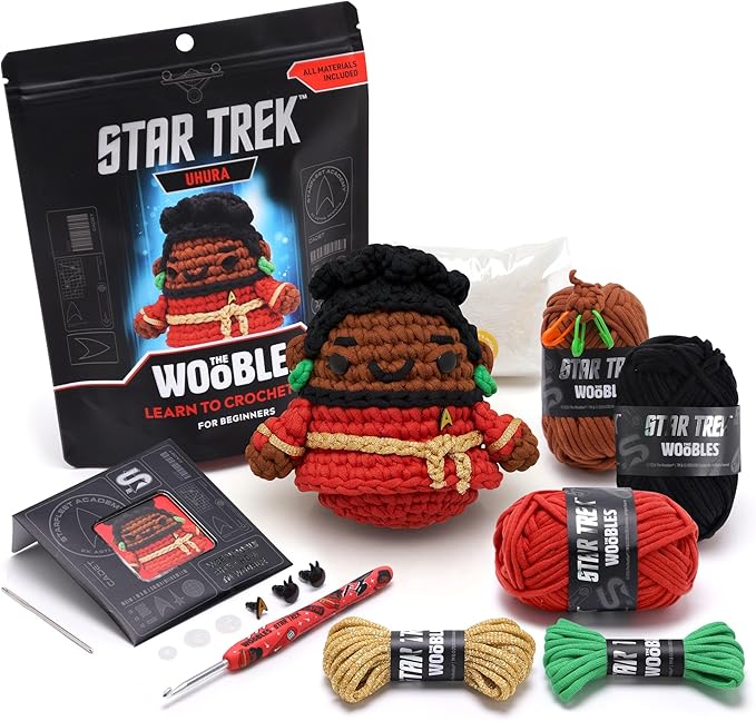 The Woobles Star Trek Crochet Kit for Beginners with Easy Peasy Yarn as seen on Shark Tank – Arts & Crafts Adult Knitting Kit with Step-by-Step Video Tutorials - Uhura