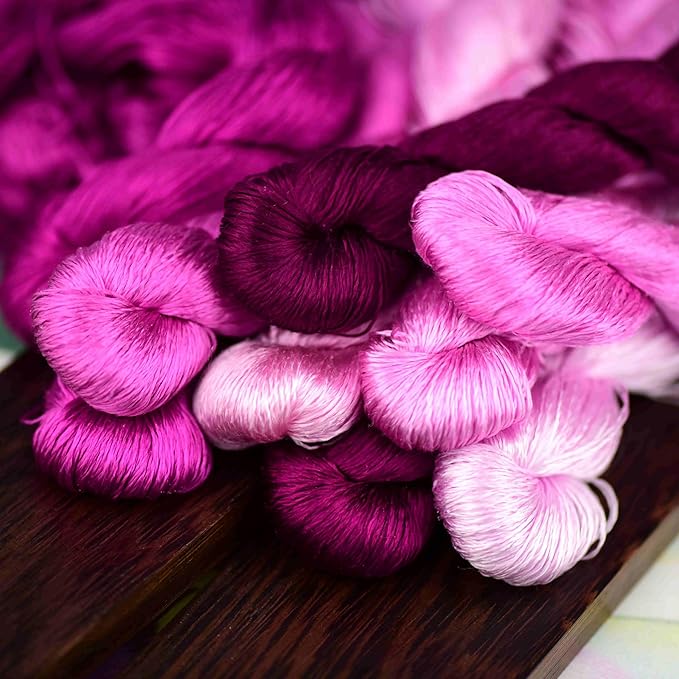 Natural 100% Silk Thread, Handmade Embroidery Thread Silk Floss 9 Colors 110m Each (38)